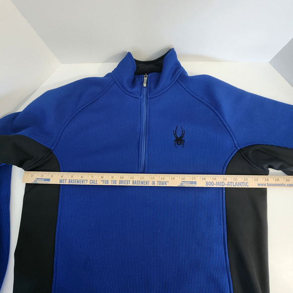 Spyder Core 1/4‎ Zip Thermal Waffle Knit Sweater Pullover Blue Jacket Men's SZ L - Picture 10 of 11